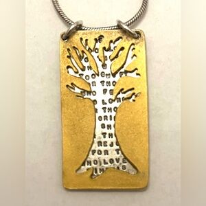 Kathy Bransfield Tree Pendant; 925 silver; 22 inch chain; Van Dyke poem inside